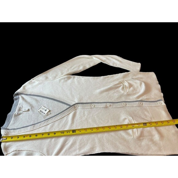 Aeropostale Ivory Grey Trim Button Up Tunic Long Cardigan XL NWT Academia - Picture 13 of 14